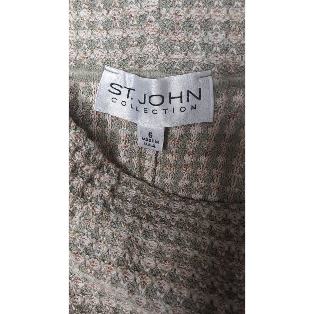 St. John pastel neutral tweed fringe blazer skirt set - Picture 11 of 12